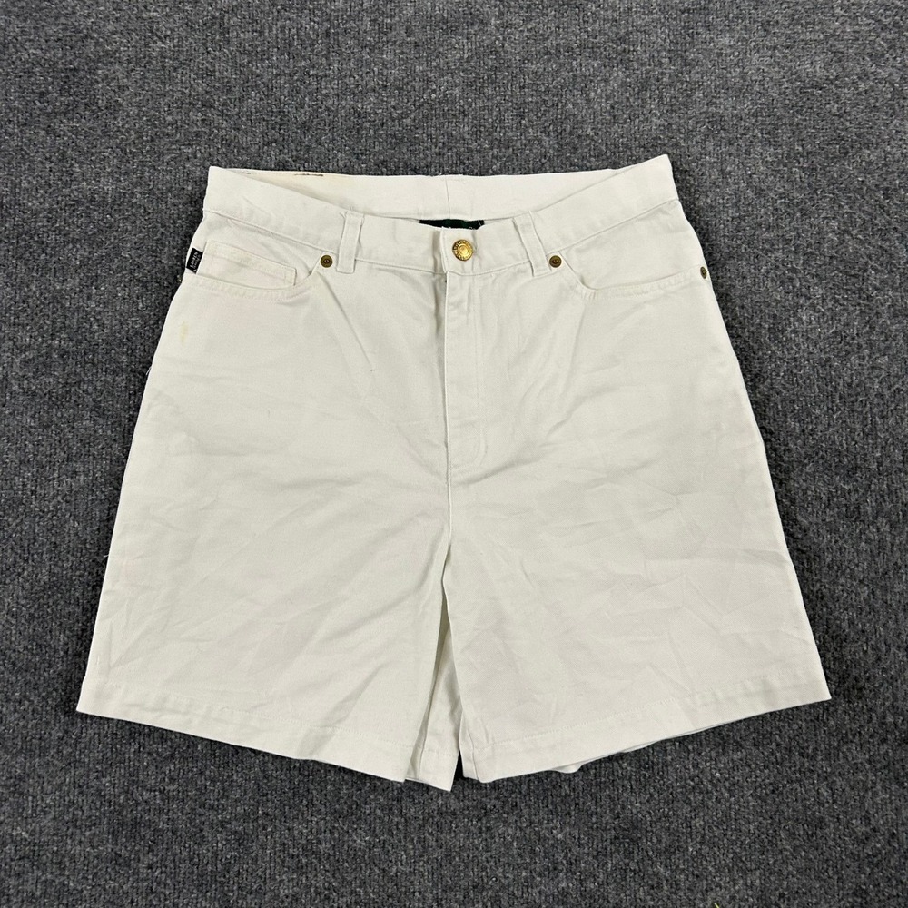 Lauren Ralph Lauren Shorts Womens Size 12 White Denim High Rise Cotton Mom Fit